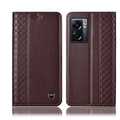 Coque Portefeuille Livre Cuir Etui Clapet H10P pour Oppo A56S 5G Marron