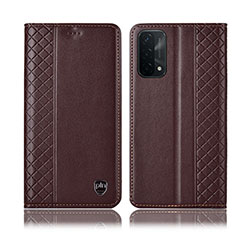 Coque Portefeuille Livre Cuir Etui Clapet H10P pour Oppo A74 5G Marron