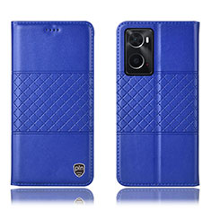 Coque Portefeuille Livre Cuir Etui Clapet H10P pour Oppo A76 Bleu