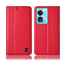 Coque Portefeuille Livre Cuir Etui Clapet H10P pour Oppo A78 4G Rouge