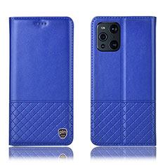 Coque Portefeuille Livre Cuir Etui Clapet H10P pour Oppo Find X3 Pro 5G Bleu