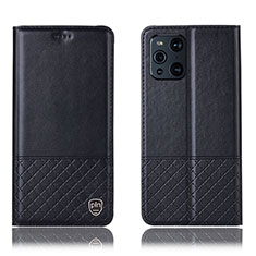 Coque Portefeuille Livre Cuir Etui Clapet H10P pour Oppo Find X3 Pro 5G Noir