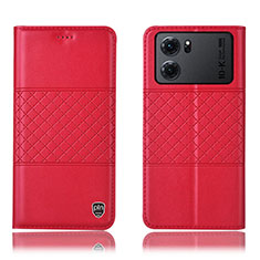 Coque Portefeuille Livre Cuir Etui Clapet H10P pour Oppo K10 5G Rouge