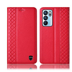 Coque Portefeuille Livre Cuir Etui Clapet H10P pour Oppo Reno6 5G Rouge