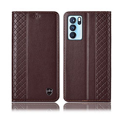 Coque Portefeuille Livre Cuir Etui Clapet H10P pour Oppo Reno6 Pro 5G India Marron