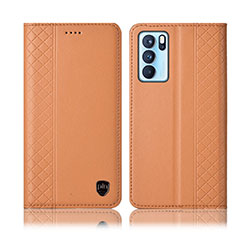 Coque Portefeuille Livre Cuir Etui Clapet H10P pour Oppo Reno6 Pro 5G India Orange