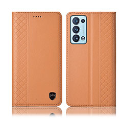 Coque Portefeuille Livre Cuir Etui Clapet H10P pour Oppo Reno6 Pro+ Plus 5G Orange