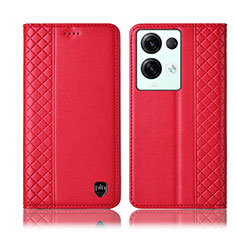 Coque Portefeuille Livre Cuir Etui Clapet H10P pour Oppo Reno8 Pro 5G Rouge