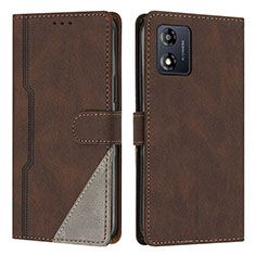 Coque Portefeuille Livre Cuir Etui Clapet H10X pour Motorola Moto E13 Marron