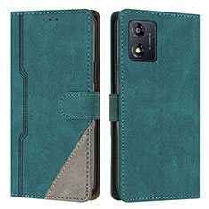 Coque Portefeuille Livre Cuir Etui Clapet H10X pour Motorola Moto E13 Vert