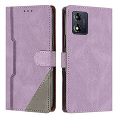 Coque Portefeuille Livre Cuir Etui Clapet H10X pour Motorola Moto E13 Violet