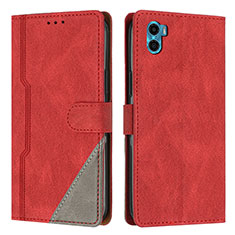 Coque Portefeuille Livre Cuir Etui Clapet H10X pour Motorola Moto E22S Rouge