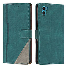 Coque Portefeuille Livre Cuir Etui Clapet H10X pour Motorola Moto E22S Vert