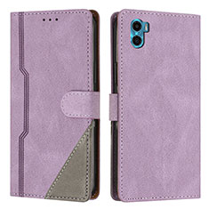 Coque Portefeuille Livre Cuir Etui Clapet H10X pour Motorola Moto E22S Violet