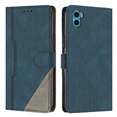 Coque Portefeuille Livre Cuir Etui Clapet H10X pour Motorola Moto E32 India Bleu