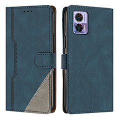 Coque Portefeuille Livre Cuir Etui Clapet H10X pour Motorola Moto Edge 30 Lite 5G Bleu