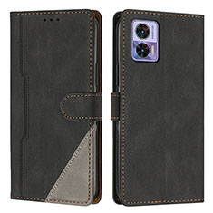 Coque Portefeuille Livre Cuir Etui Clapet H10X pour Motorola Moto Edge 30 Lite 5G Noir