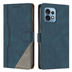 Coque Portefeuille Livre Cuir Etui Clapet H10X pour Motorola Moto Edge Plus (2023) 5G Bleu