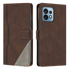 Coque Portefeuille Livre Cuir Etui Clapet H10X pour Motorola Moto Edge Plus (2023) 5G Marron