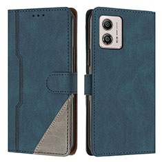 Coque Portefeuille Livre Cuir Etui Clapet H10X pour Motorola Moto G53 5G Bleu