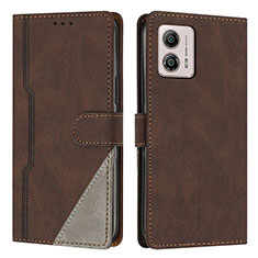 Coque Portefeuille Livre Cuir Etui Clapet H10X pour Motorola Moto G53 5G Marron