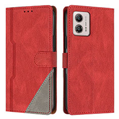 Coque Portefeuille Livre Cuir Etui Clapet H10X pour Motorola Moto G53 5G Rouge