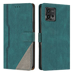 Coque Portefeuille Livre Cuir Etui Clapet H10X pour Motorola Moto G72 Vert