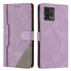 Coque Portefeuille Livre Cuir Etui Clapet H10X pour Motorola Moto G72 Violet