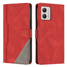 Coque Portefeuille Livre Cuir Etui Clapet H10X pour Motorola Moto G73 5G Rouge