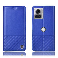 Coque Portefeuille Livre Cuir Etui Clapet H11P pour Motorola Moto Edge X30 Pro 5G Bleu