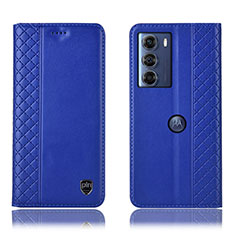 Coque Portefeuille Livre Cuir Etui Clapet H11P pour Motorola Moto G200 5G Bleu