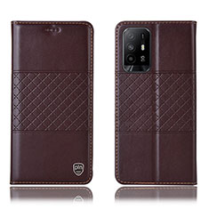 Coque Portefeuille Livre Cuir Etui Clapet H11P pour Oppo Reno5 Z 5G Marron