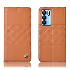 Coque Portefeuille Livre Cuir Etui Clapet H11P pour Oppo Reno6 5G Orange