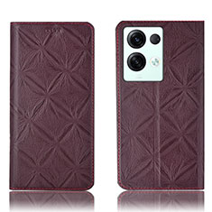 Coque Portefeuille Livre Cuir Etui Clapet H15P pour Oppo Reno9 Pro+ Plus 5G Vin Rouge