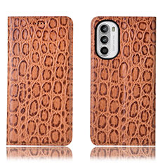 Coque Portefeuille Livre Cuir Etui Clapet H16P pour Motorola Moto Edge (2022) 5G Brun Clair