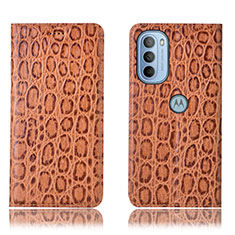 Coque Portefeuille Livre Cuir Etui Clapet H16P pour Motorola Moto G41 Brun Clair