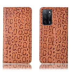 Coque Portefeuille Livre Cuir Etui Clapet H16P pour Oppo A53s 5G Brun Clair