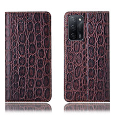 Coque Portefeuille Livre Cuir Etui Clapet H16P pour Oppo A53s 5G Marron