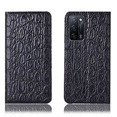 Coque Portefeuille Livre Cuir Etui Clapet H16P pour Oppo A53s 5G Noir