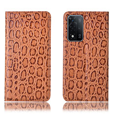 Coque Portefeuille Livre Cuir Etui Clapet H16P pour Oppo A93s 5G Brun Clair