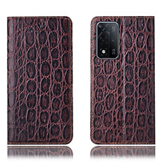 Coque Portefeuille Livre Cuir Etui Clapet H16P pour Oppo A93s 5G Marron