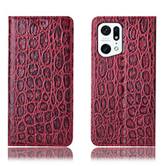 Coque Portefeuille Livre Cuir Etui Clapet H16P pour Oppo Find X5 5G Rouge