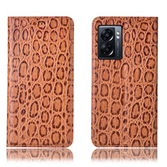 Coque Portefeuille Livre Cuir Etui Clapet H16P pour Oppo K10 5G India Brun Clair