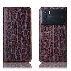 Coque Portefeuille Livre Cuir Etui Clapet H16P pour Oppo K9 Pro 5G Marron