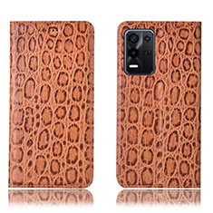 Coque Portefeuille Livre Cuir Etui Clapet H16P pour Oppo K9X 5G Brun Clair