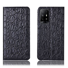 Coque Portefeuille Livre Cuir Etui Clapet H16P pour Oppo Reno5 Z 5G Noir