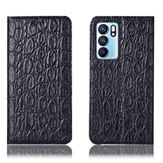 Coque Portefeuille Livre Cuir Etui Clapet H16P pour Oppo Reno6 5G Noir