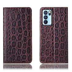 Coque Portefeuille Livre Cuir Etui Clapet H16P pour Oppo Reno6 Pro 5G India Marron