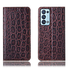 Coque Portefeuille Livre Cuir Etui Clapet H16P pour Oppo Reno6 Pro 5G Marron