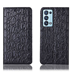 Coque Portefeuille Livre Cuir Etui Clapet H16P pour Oppo Reno6 Pro 5G Noir